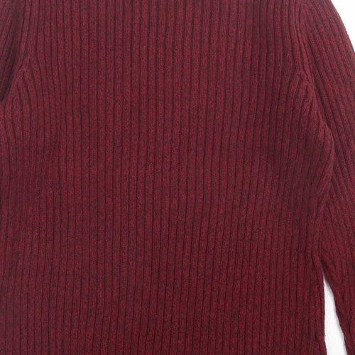 Liz Calborne Womens Red Crew Neck Cotton Pullover Jumper Size M