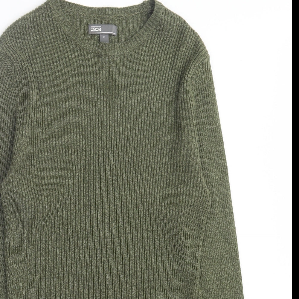 ASOS Mens Green Crew Neck Acrylic Pullover Jumper Size M