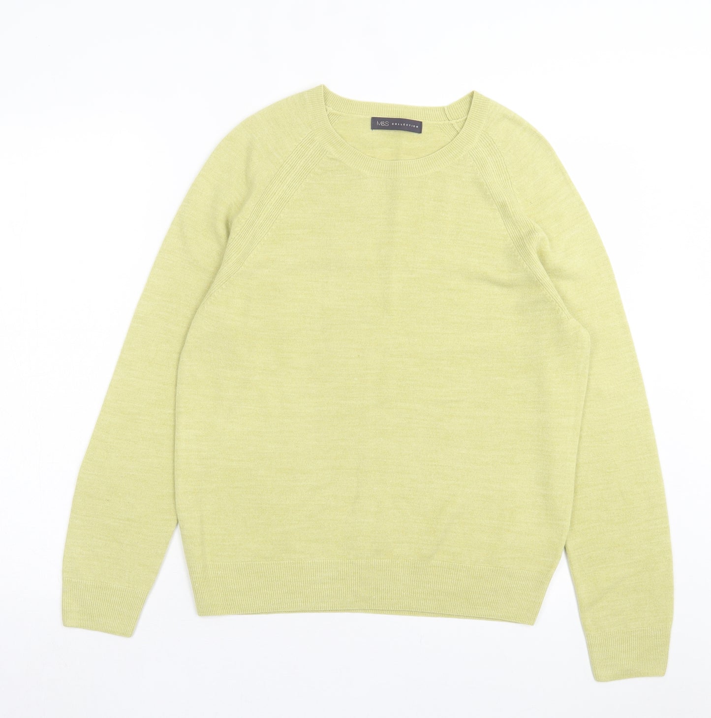 Marks and Spencer Womens Green Crew Neck Acrylic Pullover Jumper Size 14