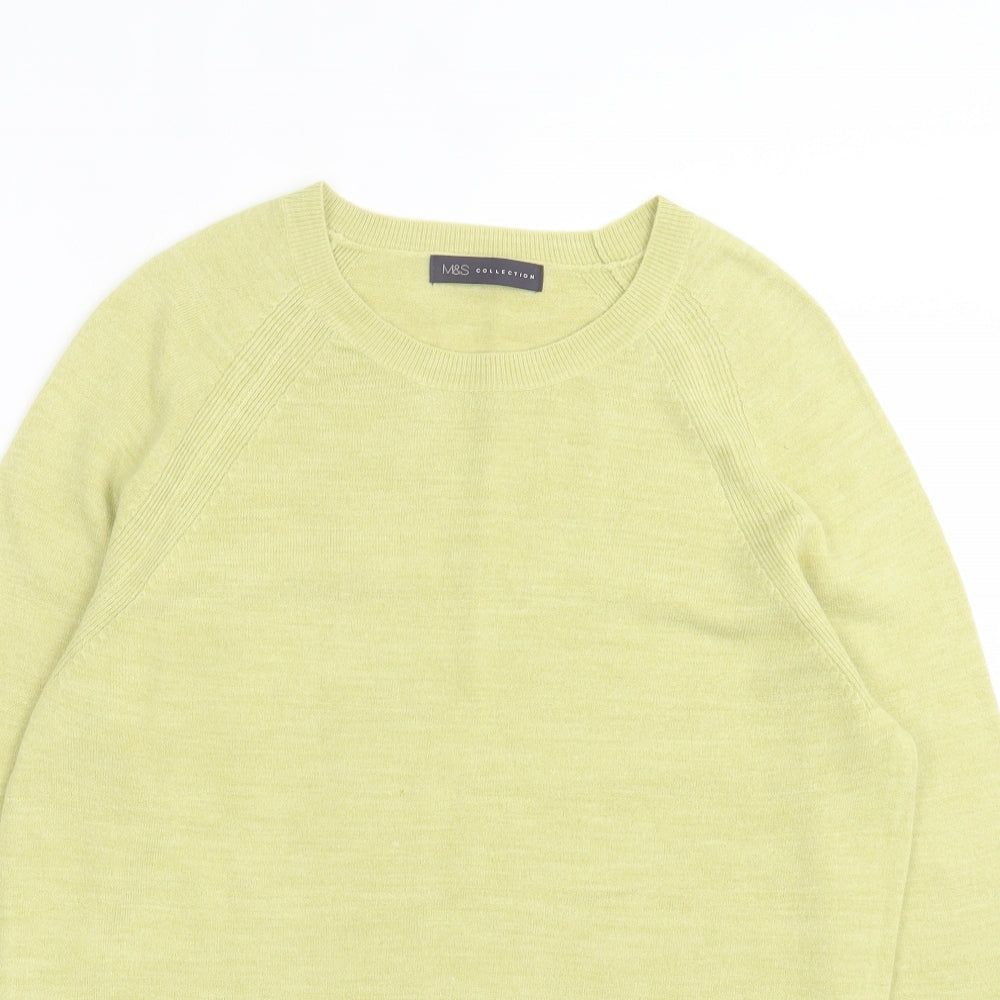 Marks and Spencer Womens Green Crew Neck Acrylic Pullover Jumper Size 14