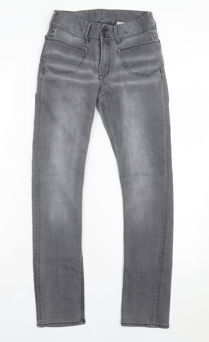 Preworn Girls Grey Cotton Skinny Jeans Size 11-12 Years Regular Button