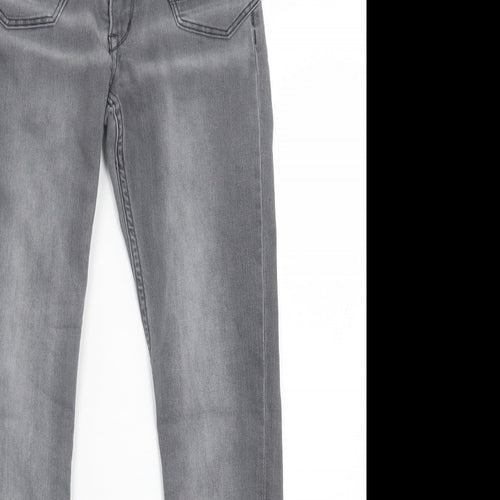 Preworn Girls Grey Cotton Skinny Jeans Size 11-12 Years Regular Button