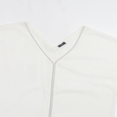 F&F Womens White Polyester Basic T-Shirt Size 20 V-Neck