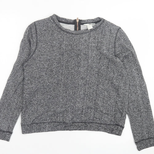 h7m Womens Grey Cotton Pullover Sweatshirt Size S Zip