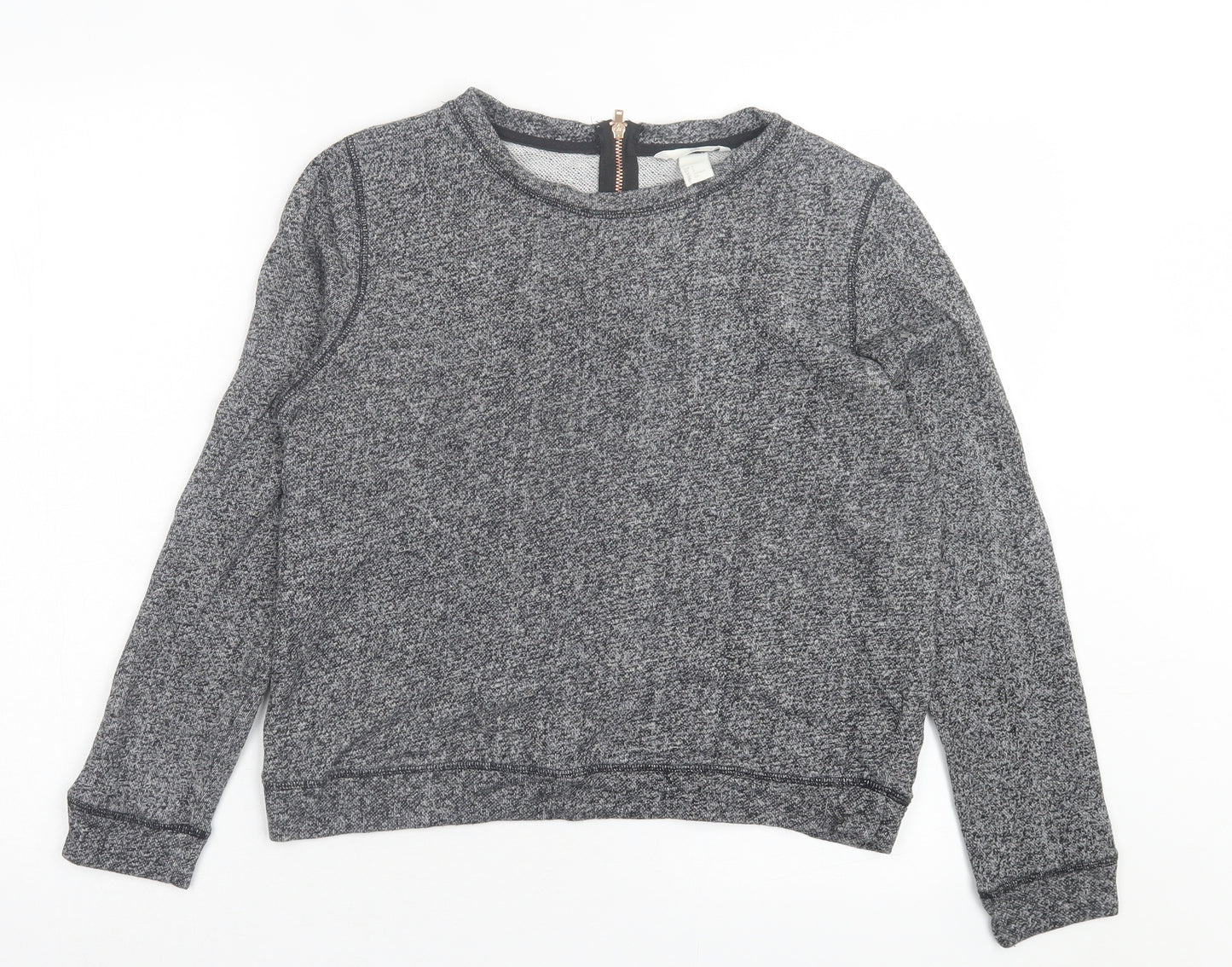 h7m Womens Grey Cotton Pullover Sweatshirt Size S Zip