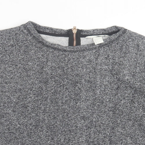 h7m Womens Grey Cotton Pullover Sweatshirt Size S Zip