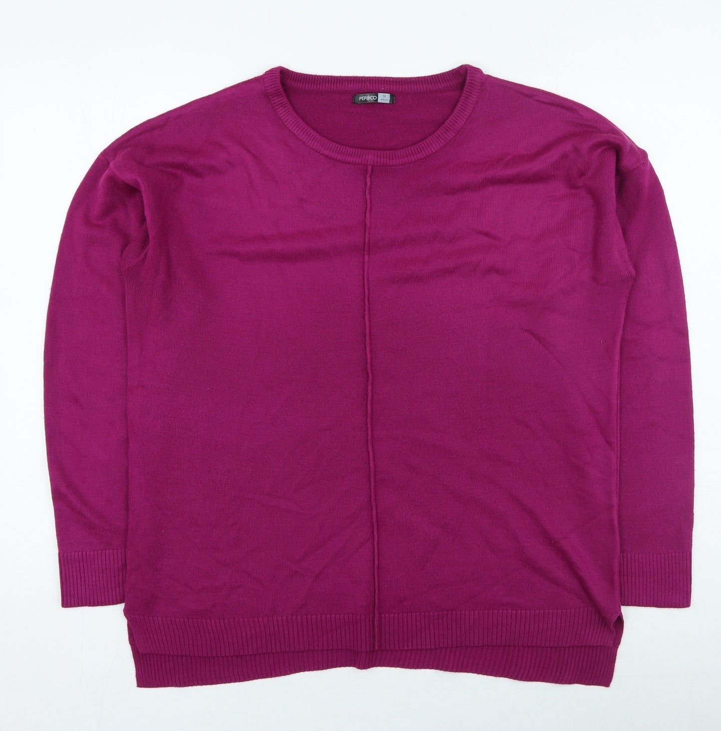 Pep & Co Womens Purple Round Neck Acrylic Pullover Jumper Size 18