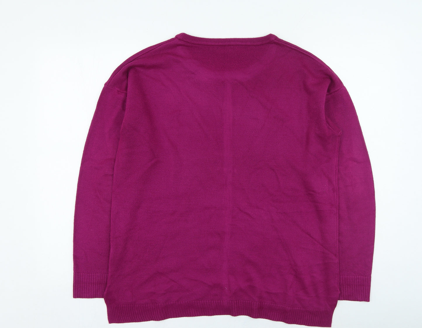 Pep & Co Womens Purple Round Neck Acrylic Pullover Jumper Size 18