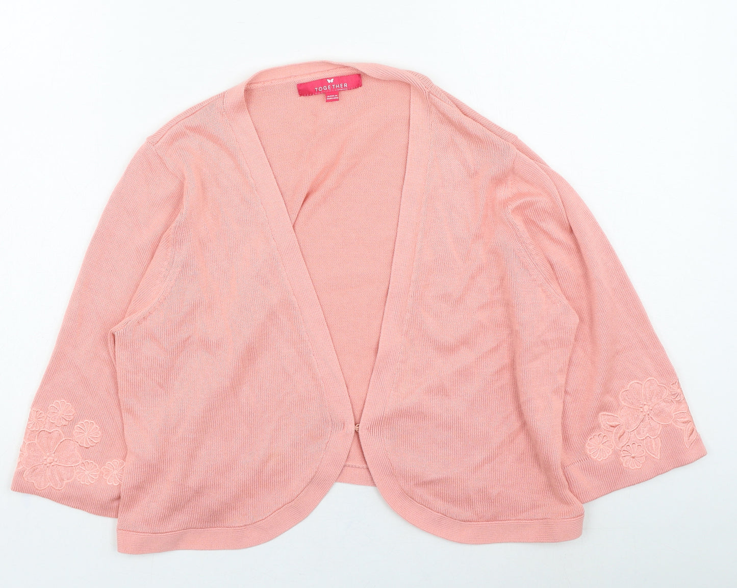 Together Womens Pink Round Neck Cotton Cardigan Jumper Size 16