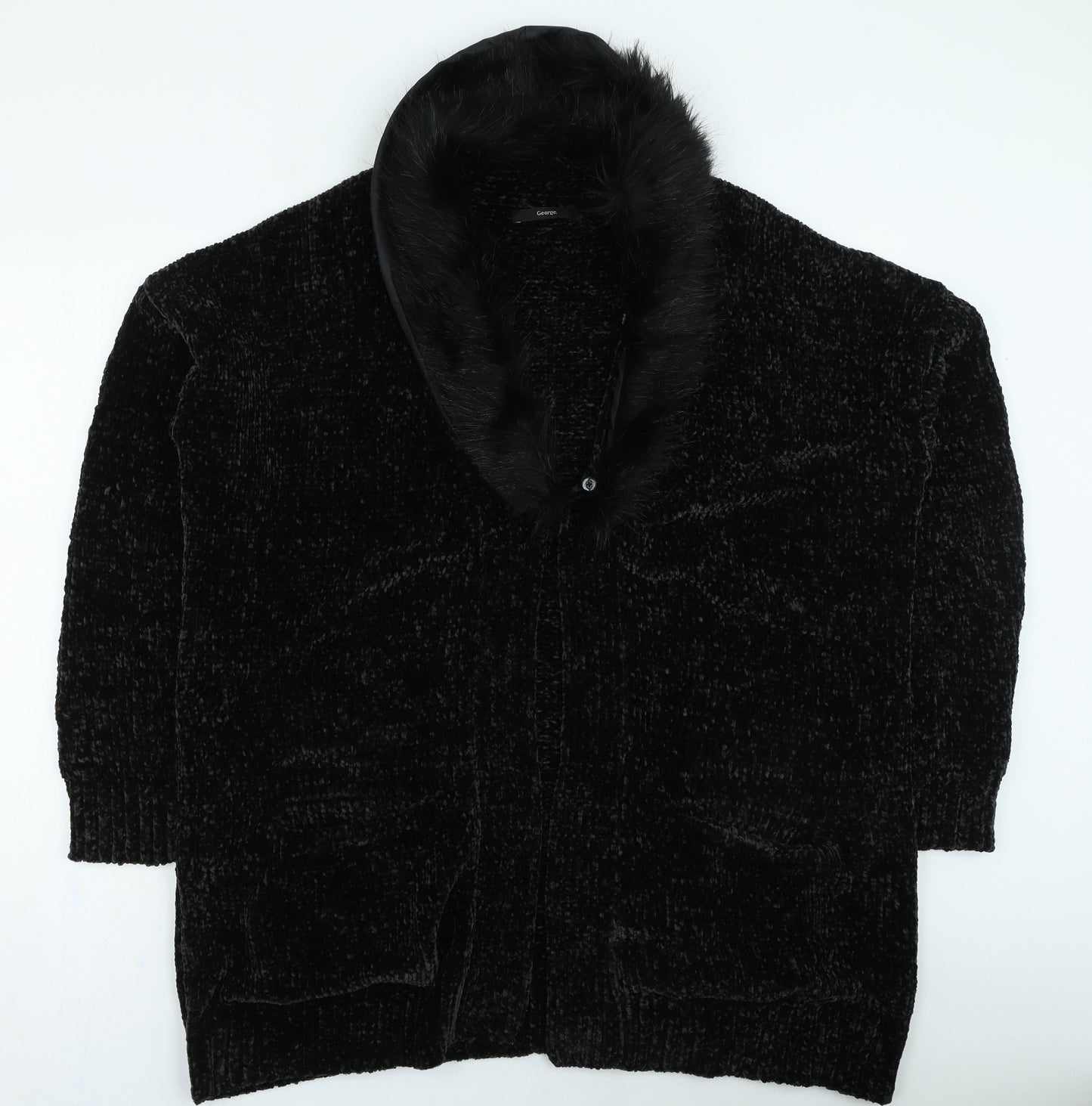 George Womens Black Trench Coat Coatigan Size 20