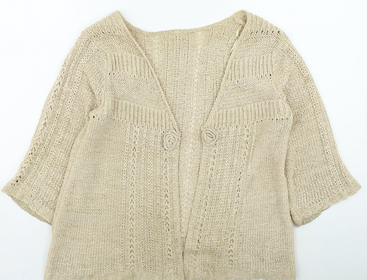 Evie Womens Brown Round Neck Acrylic Cardigan Jumper Size 14