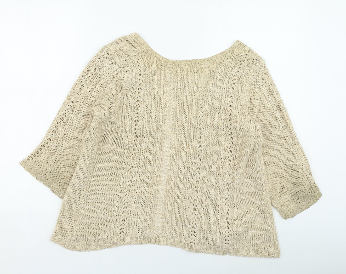 Evie Womens Brown Round Neck Acrylic Cardigan Jumper Size 14