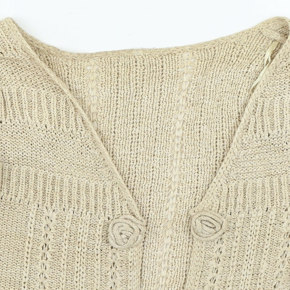 Evie Womens Brown Round Neck Acrylic Cardigan Jumper Size 14