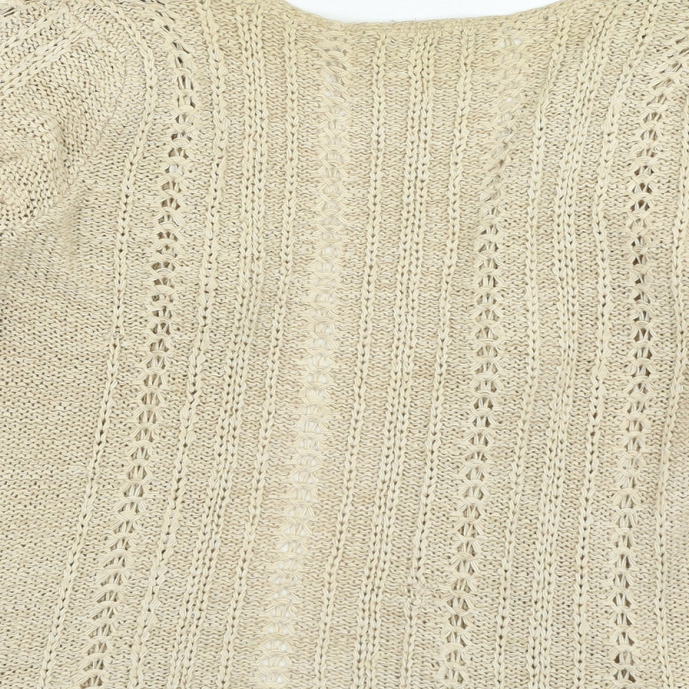 Evie Womens Brown Round Neck Acrylic Cardigan Jumper Size 14