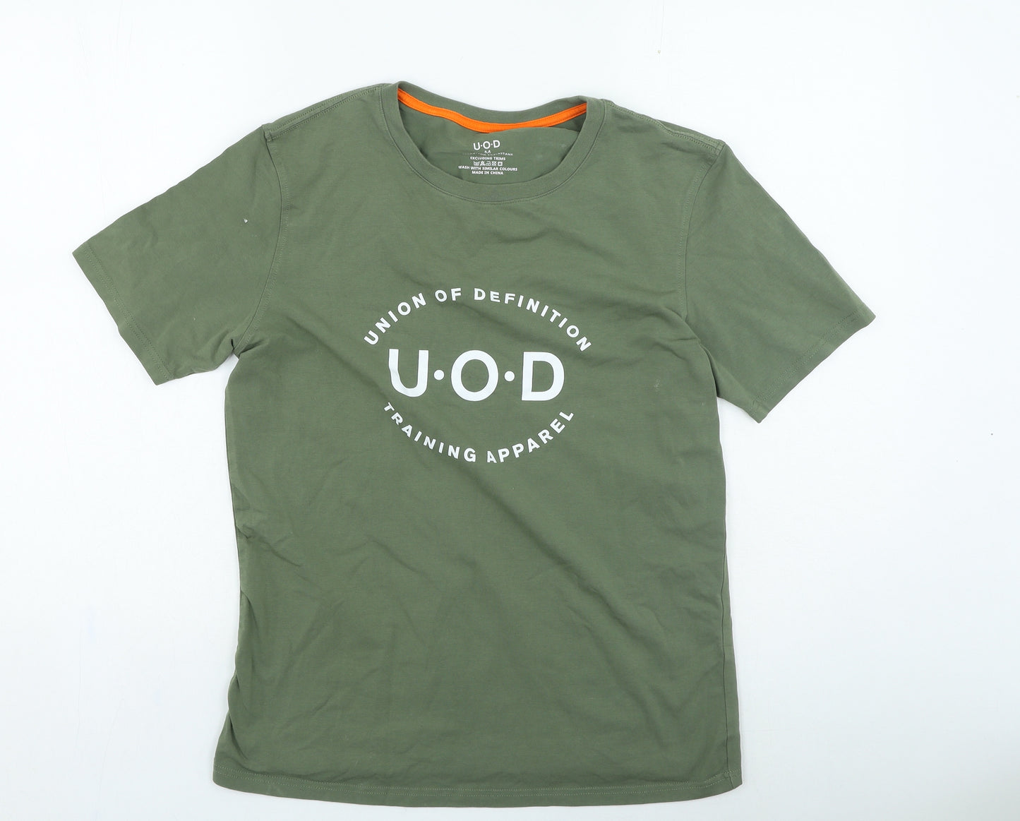 U.O.D Mens Green Cotton T-Shirt Size M Round Neck