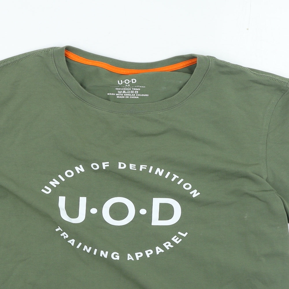 U.O.D Mens Green Cotton T-Shirt Size M Round Neck