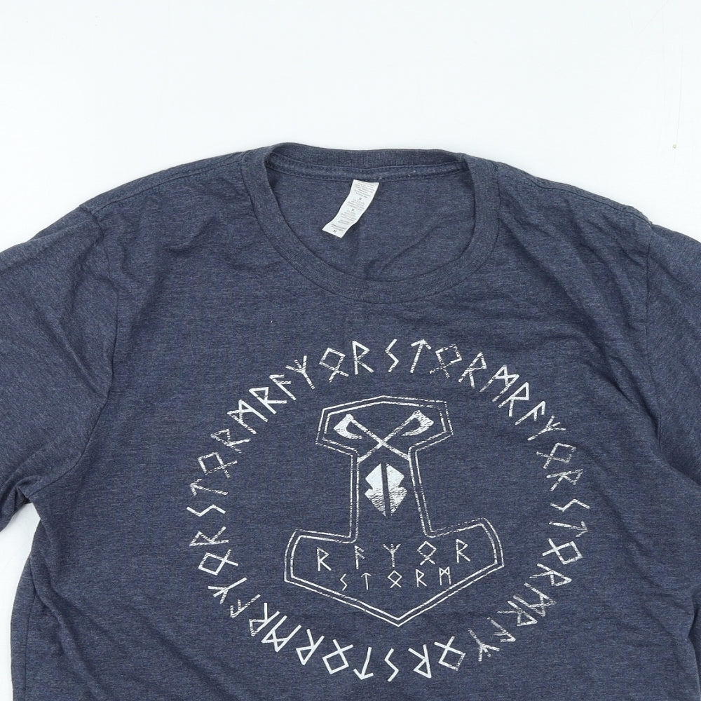 Preworn Mens Blue Cotton T-Shirt Size M Round Neck