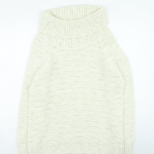 Peacocks Womens Beige Roll Neck Acrylic Pullover Jumper Size M