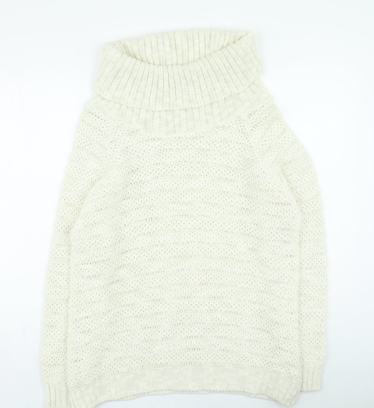 Peacocks Womens Beige Roll Neck Acrylic Pullover Jumper Size M