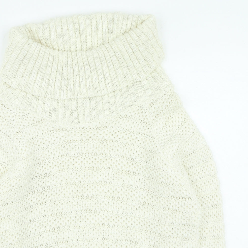 Peacocks Womens Beige Roll Neck Acrylic Pullover Jumper Size M