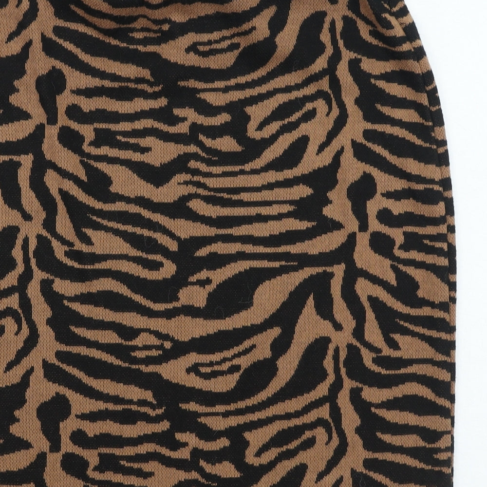 F&F Womens Orange Animal Print Polyester A-Line Skirt Size 16