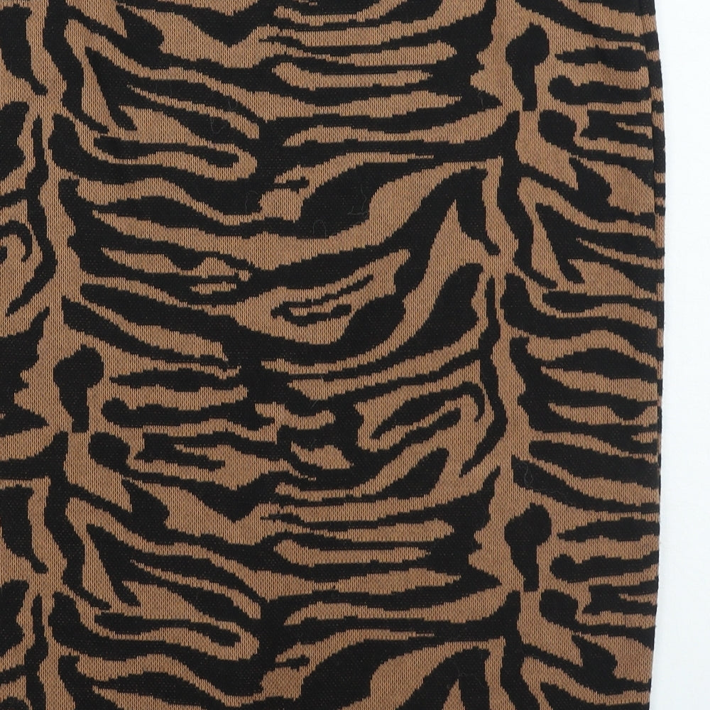 F&F Womens Orange Animal Print Polyester A-Line Skirt Size 16