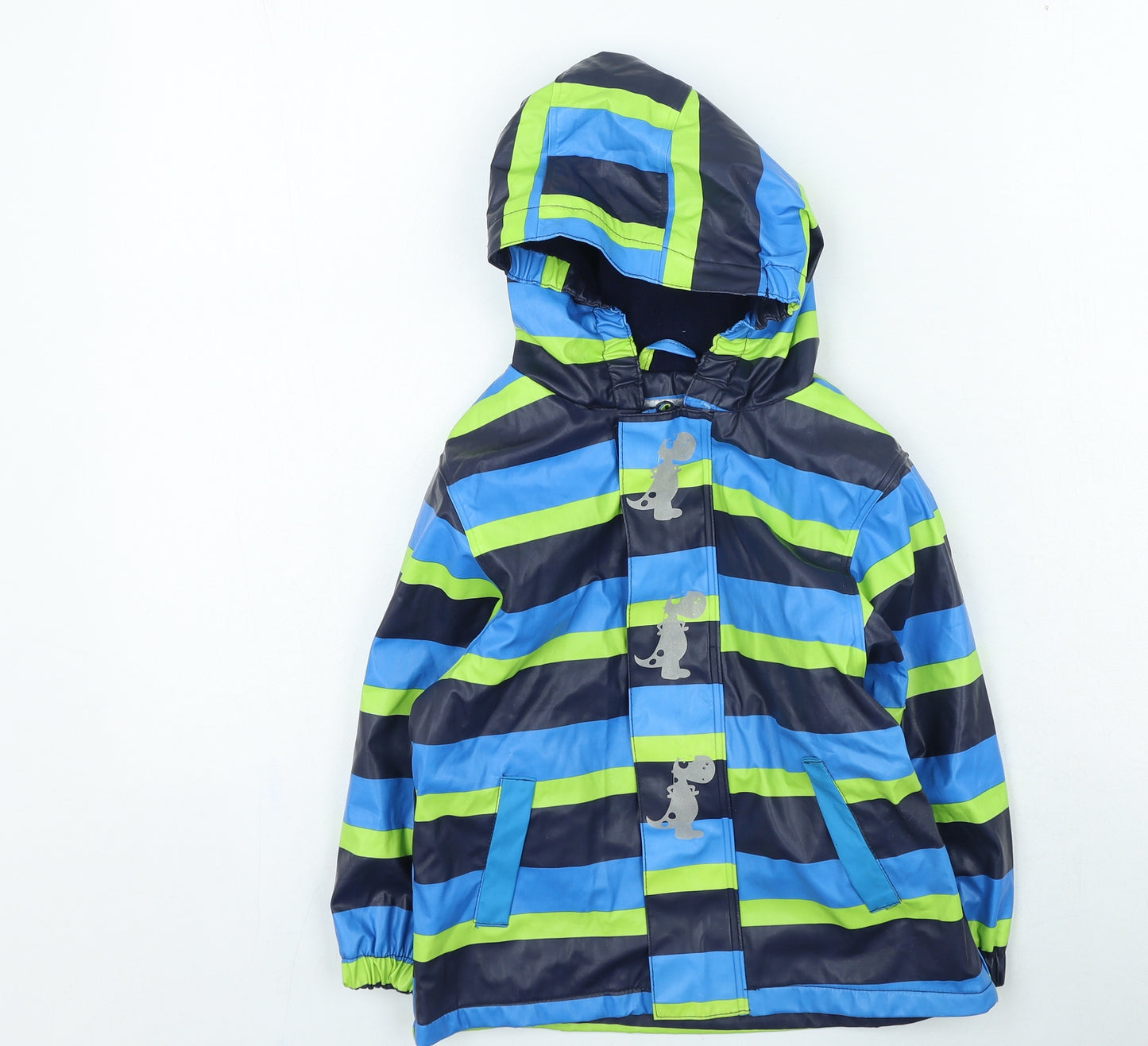 Lupilu Boys Multicoloured Striped Rain Coat Coat Size 2-3 Years - Dinosaur