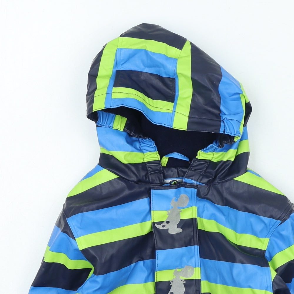 Lupilu Boys Multicoloured Striped Rain Coat Coat Size 2-3 Years - Dinosaur