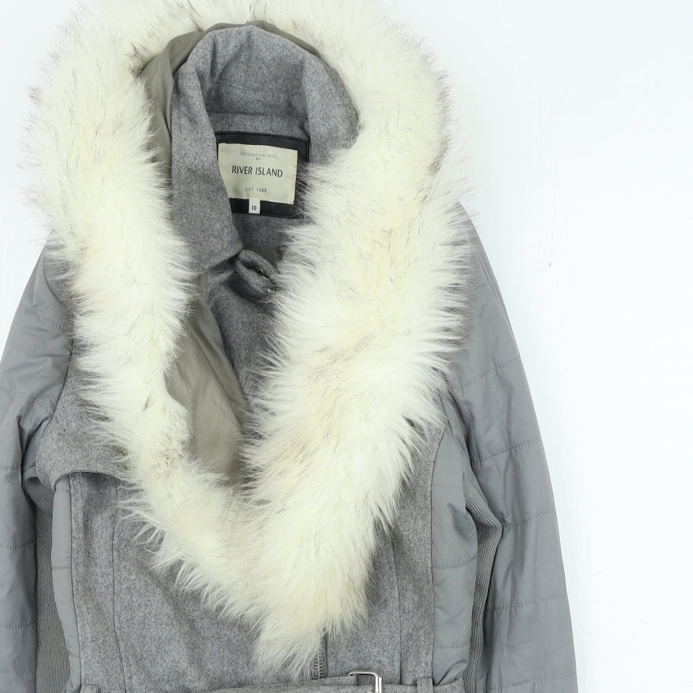 River Island Womens Grey Trench Coat Coatigan Size 10