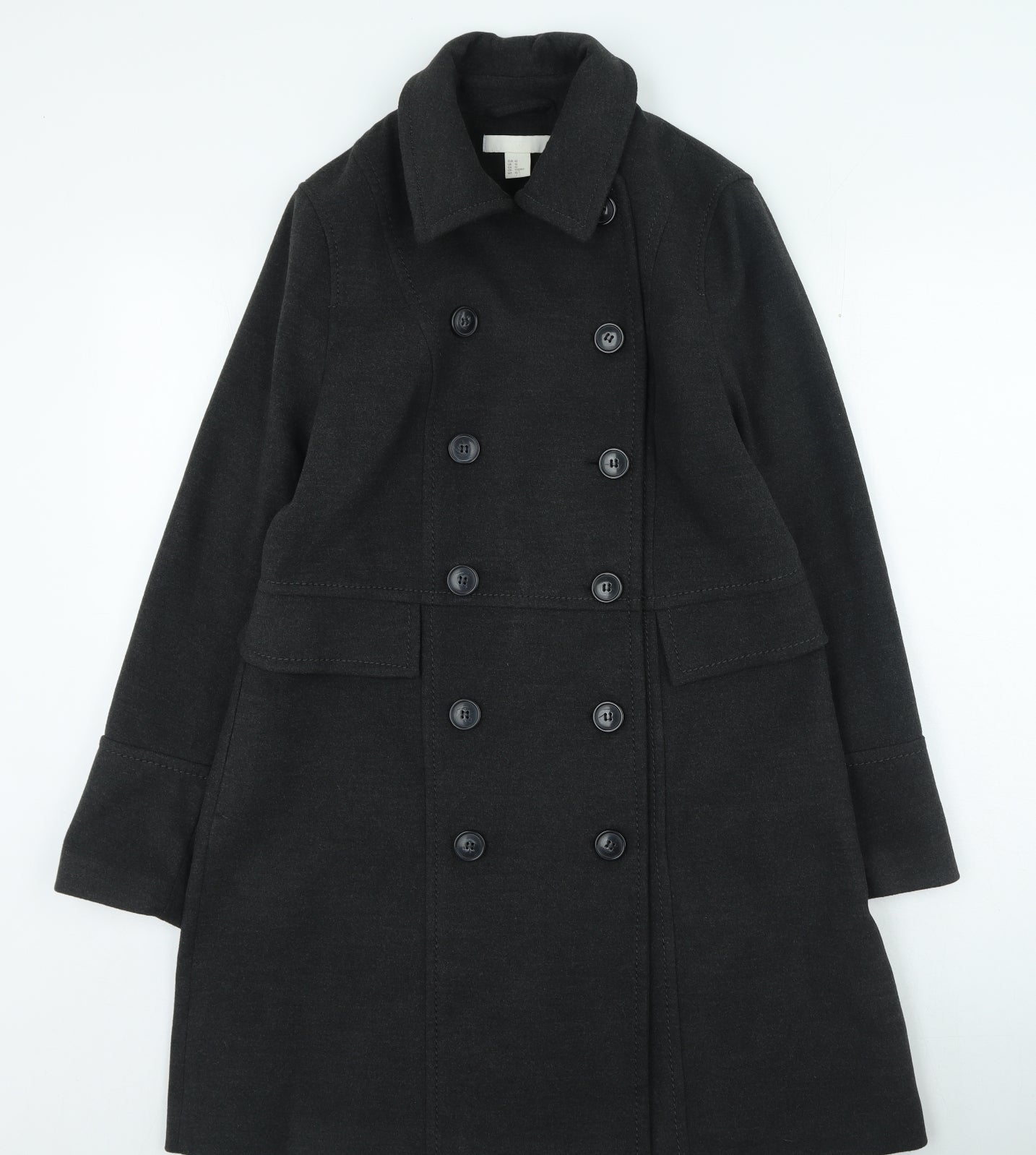 H&M Womens Grey Trench Coat Coatigan Size 10