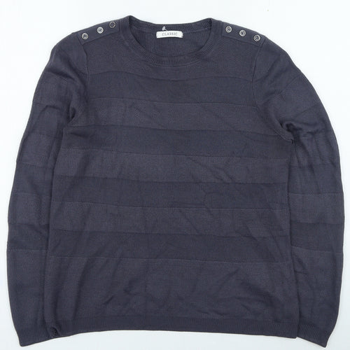 Marks and Spencer Womens Blue Round Neck Acrylic Pullover Jumper Size 12