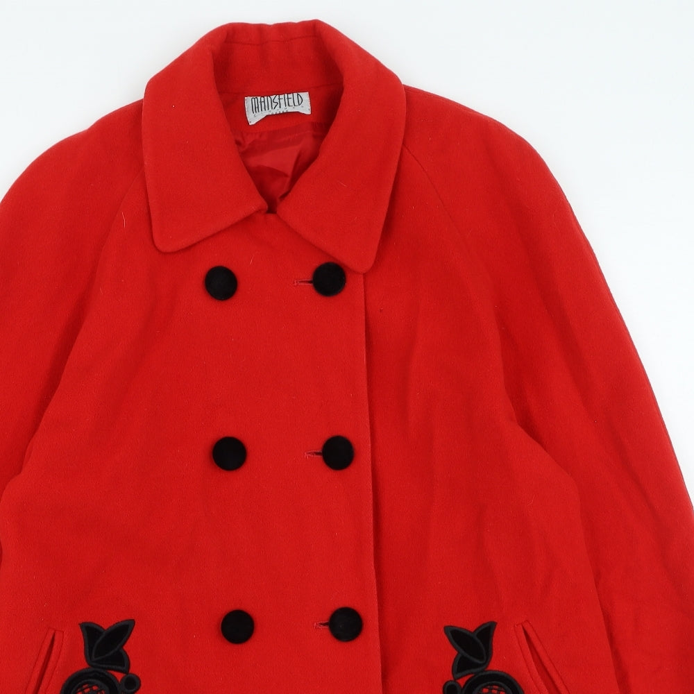 Mansfield Womens Red Trench Coat Coat Size 12