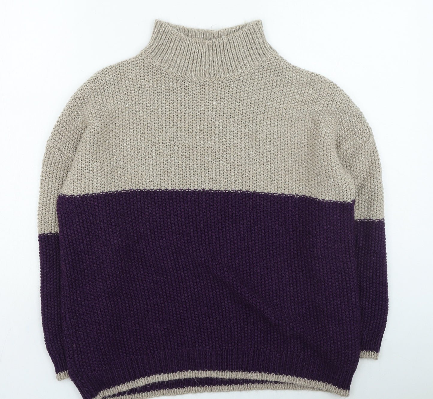 Pep & Co Womens Purple High Neck Acrylic Pullover Jumper Size L