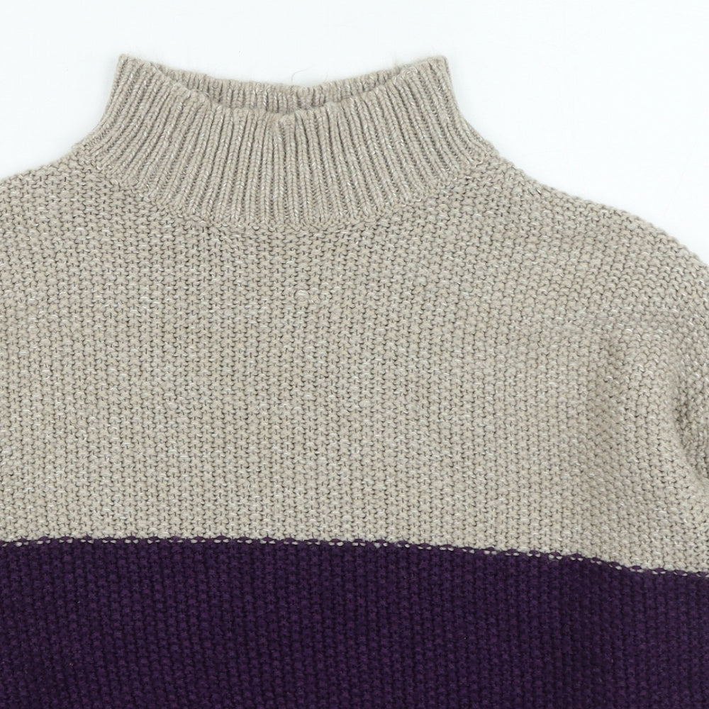 Pep & Co Womens Purple High Neck Acrylic Pullover Jumper Size L