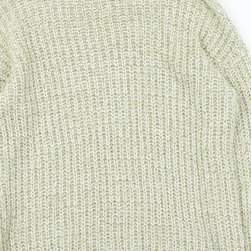peacoks Womens Gold Round Neck Acrylic Pullover Jumper Size S