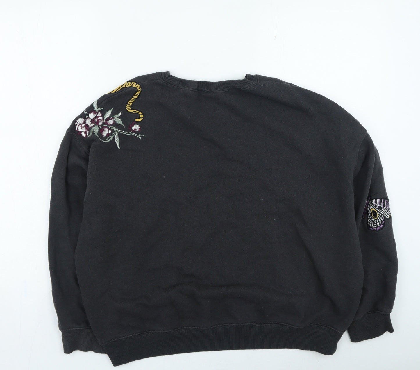 H&M Womens Grey Floral Cotton Pullover Sweatshirt Size M