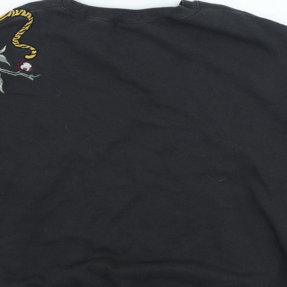 H&M Womens Grey Floral Cotton Pullover Sweatshirt Size M