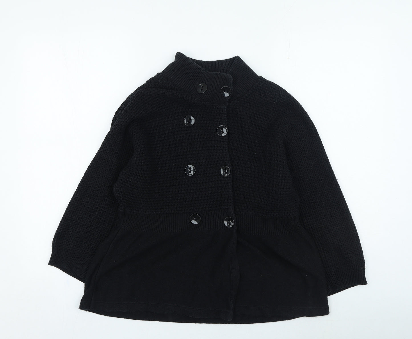 George Womens Black High Neck Cotton Cardigan Jumper Size 14