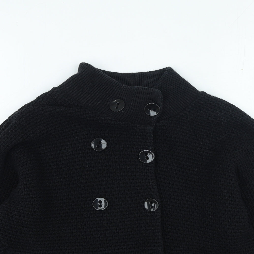 George Womens Black High Neck Cotton Cardigan Jumper Size 14