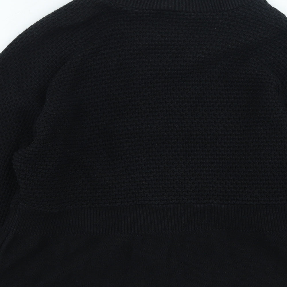 George Womens Black High Neck Cotton Cardigan Jumper Size 14