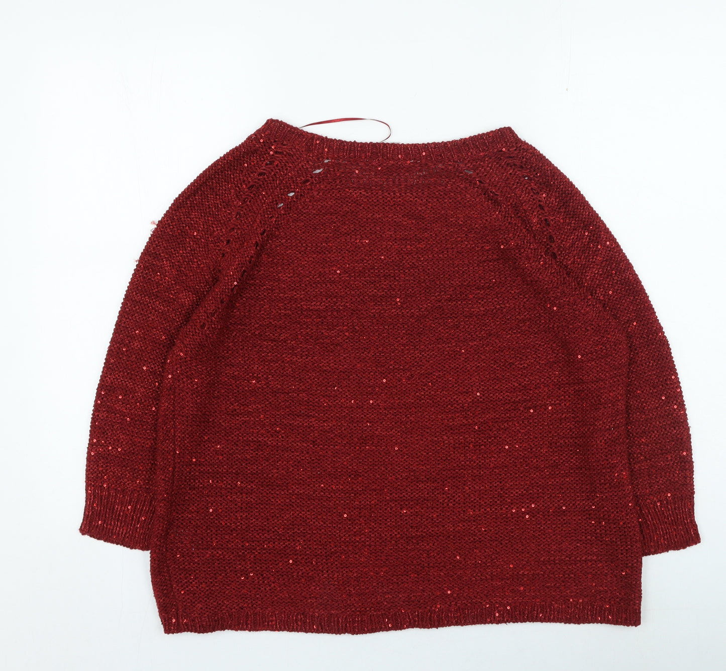 pebble bay Womens Red Round Neck Polyester Pullover Jumper Size L