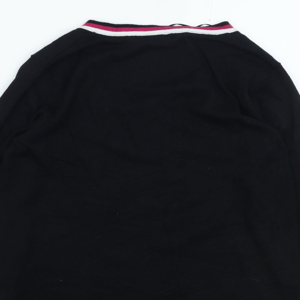 M&Co Womens Black Round Neck Striped Viscose Pullover Jumper Size 16