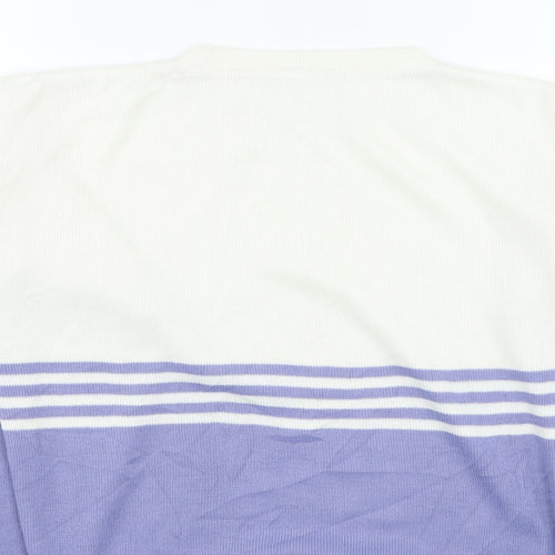 BHS Womens Purple Round Neck Striped Acrylic Pullover Jumper Size 10