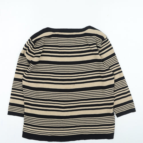 Bonmarche Womens Brown Round Neck Striped Viscose Pullover Jumper Size M