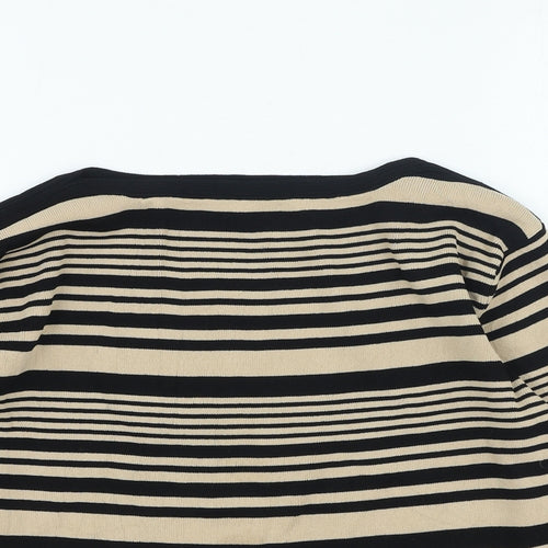 Bonmarche Womens Brown Round Neck Striped Viscose Pullover Jumper Size M