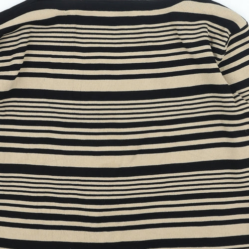 Bonmarche Womens Brown Round Neck Striped Viscose Pullover Jumper Size M
