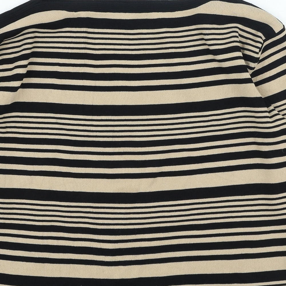 Bonmarche Womens Brown Round Neck Striped Viscose Pullover Jumper Size M