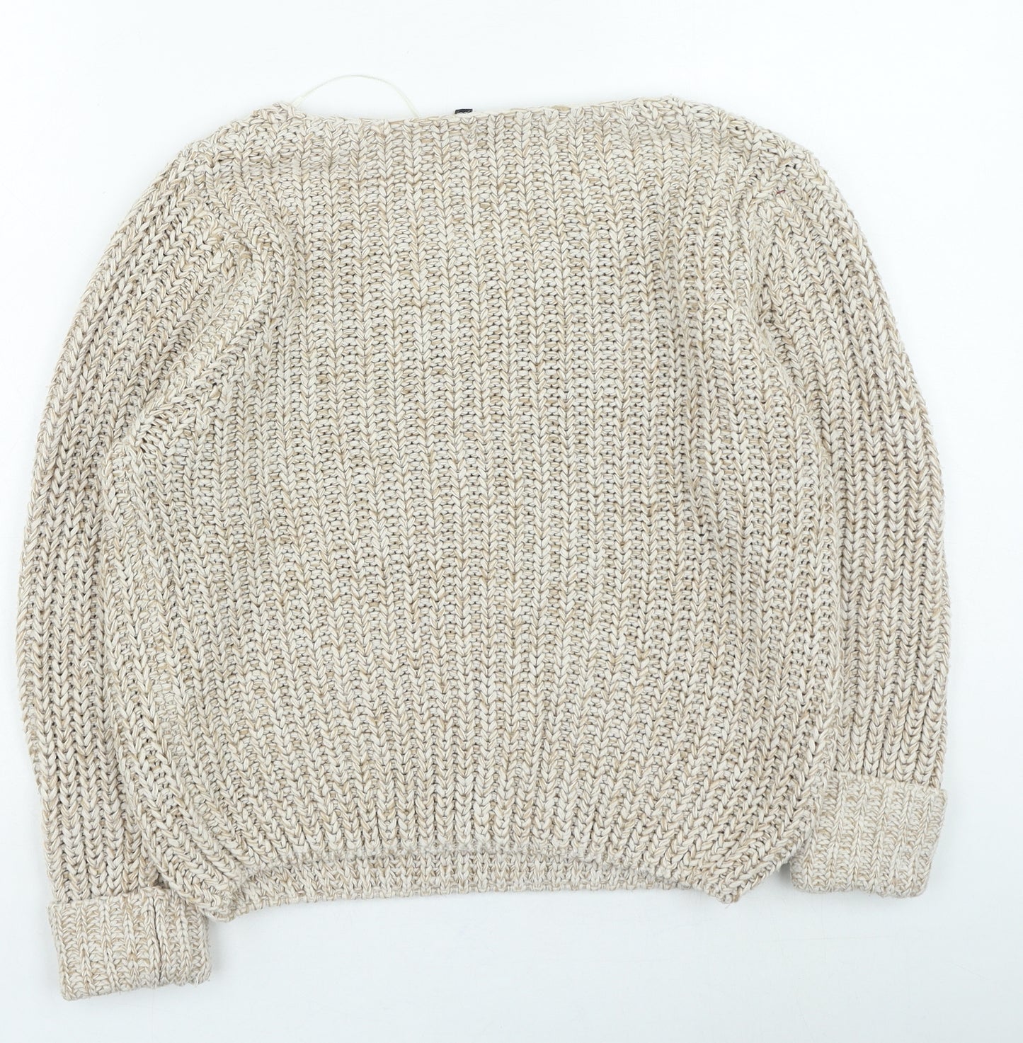 Brave Soul Womens Beige Round Neck Acrylic Pullover Jumper Size 12