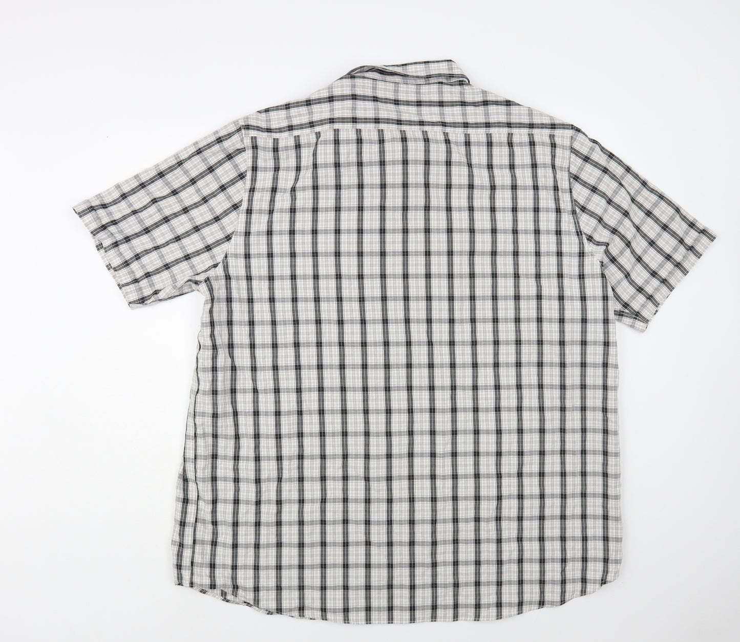 Taylor & Wright Mens Grey Plaid Viscose Button-Up Size 3XL Collared Button