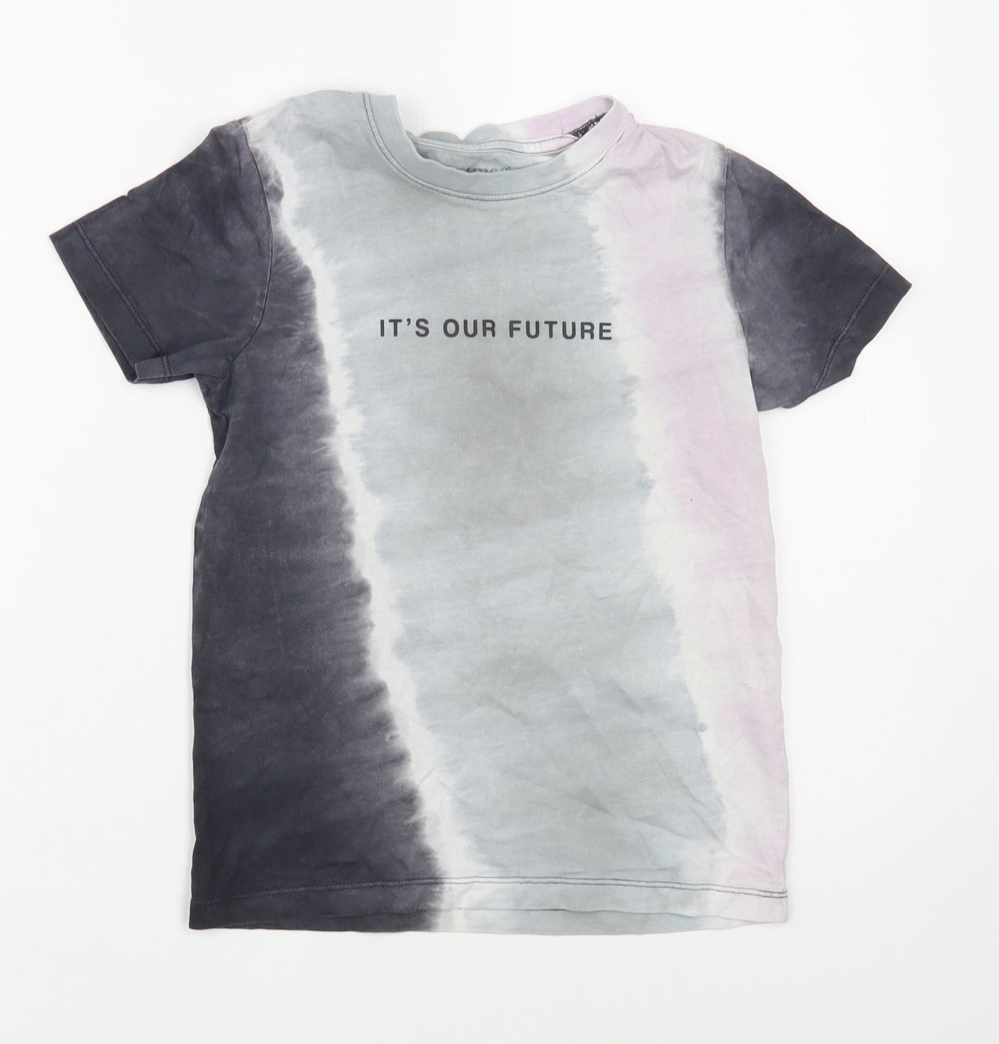 Nutmeg Boys Grey Cotton Pullover T-Shirt Size 7-8 Years Crew Neck Pullover - Tie-Dye